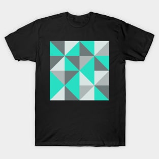 Aqua and Grey Retro Inspired Pattern T-Shirt